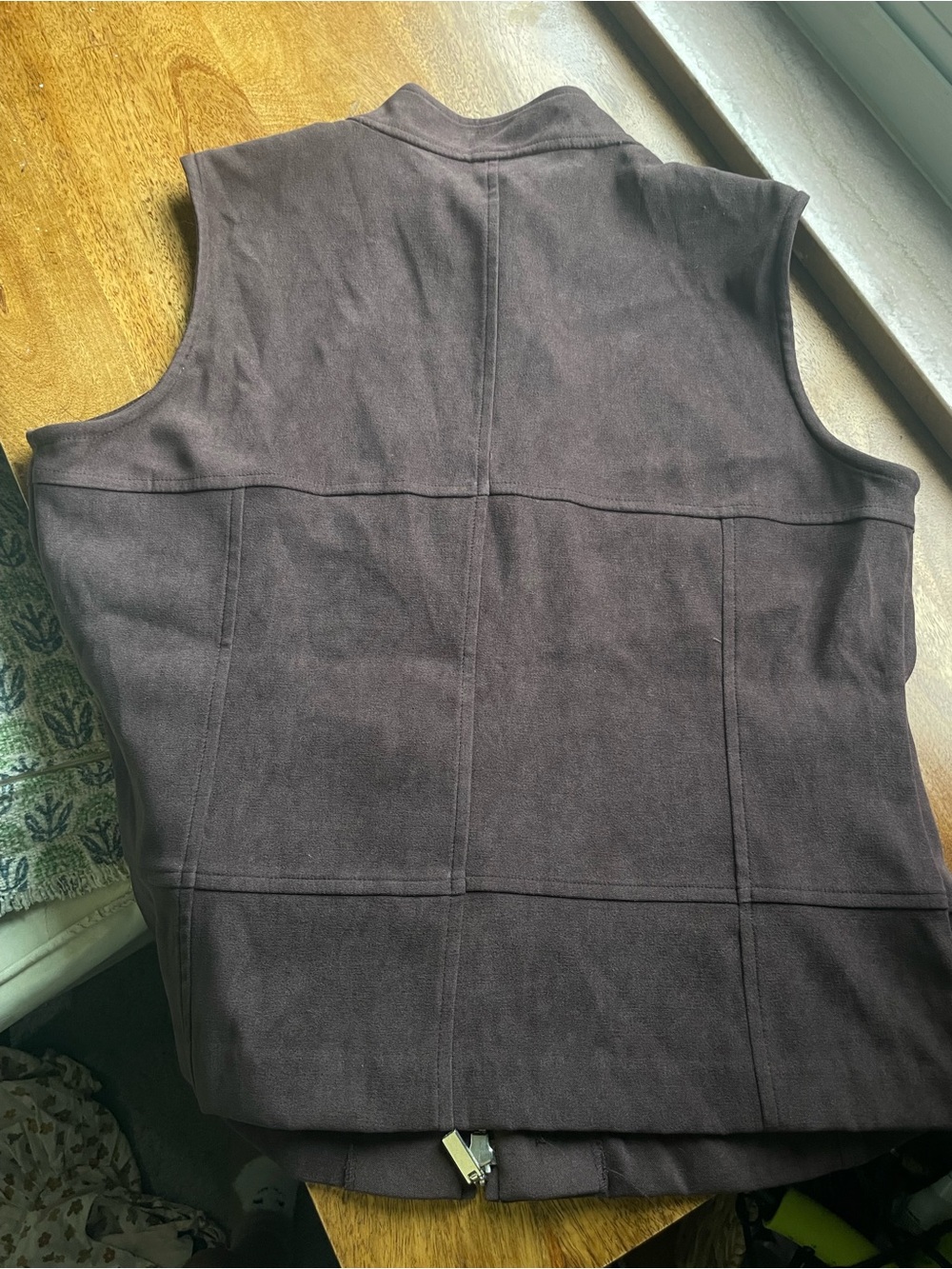 Dark Brown Sleeveless Zip-Front Moto Vest for Fall - Picture 4 of 5